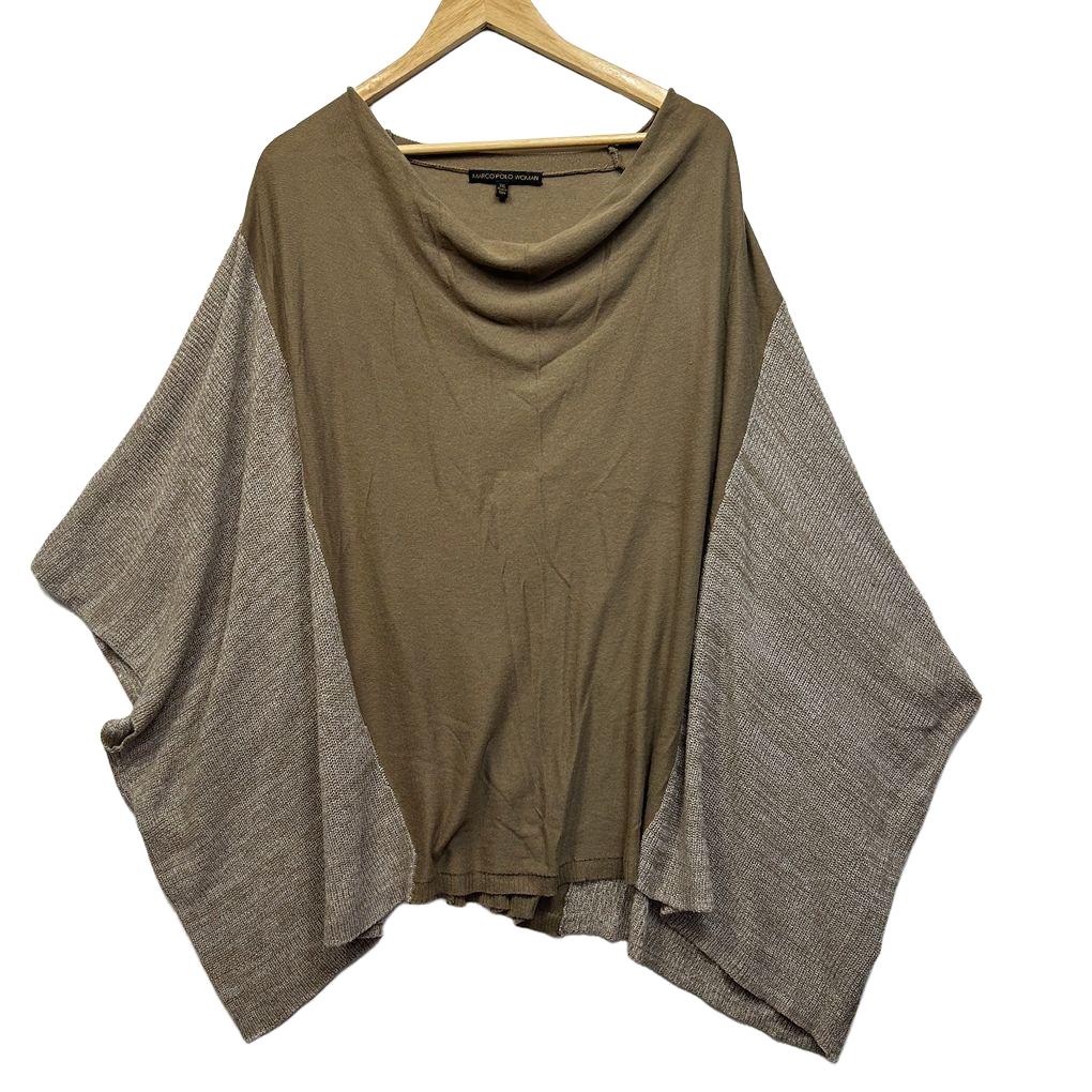 Marco Polo Khaki Cotton Poncho Top - Size 3XL