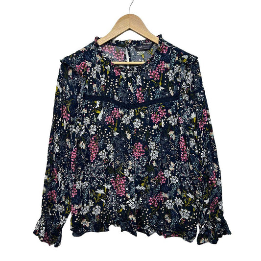 Marks & Spencer Navy Floral Top - Size 16