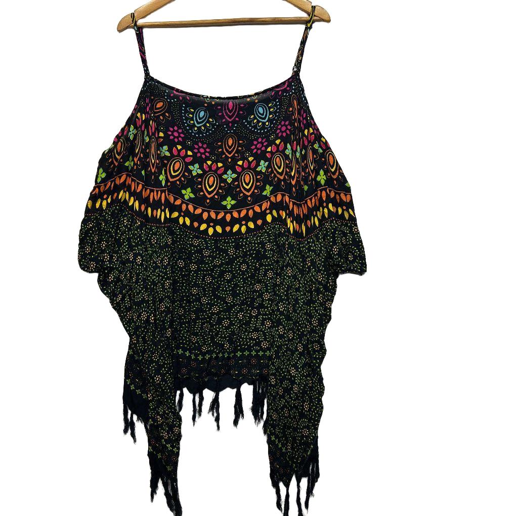 Mayyada Bazaar Black Multicoloured Boho Top - One Size