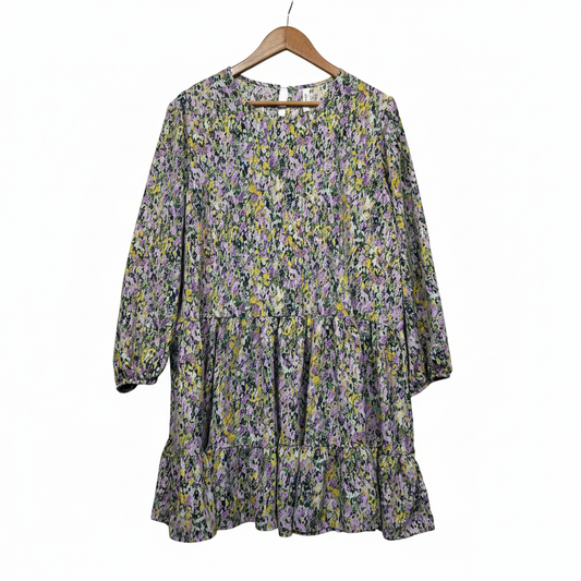 & Me Multicoloured Floral Tiered Dress - Size 18