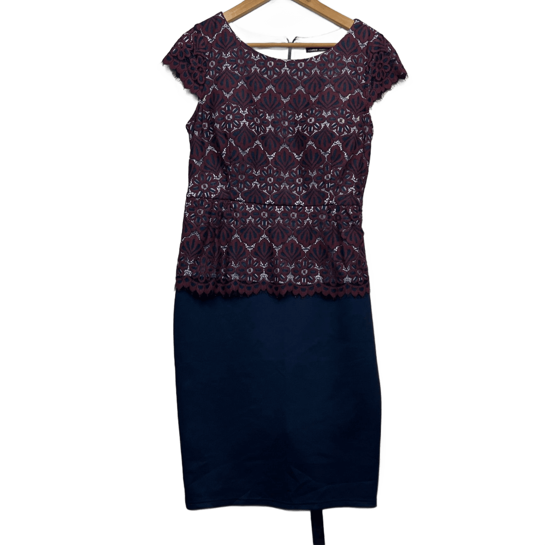 Mei Mei Cocktail Dress Size 16 Short Cap Sleeve Lace Overlay Multicoloured