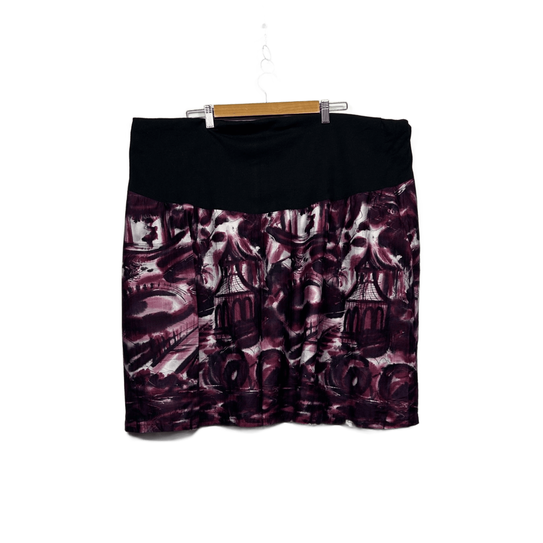 Melynda Made Purple Black Handmade Mini Skirt - Size 14/16