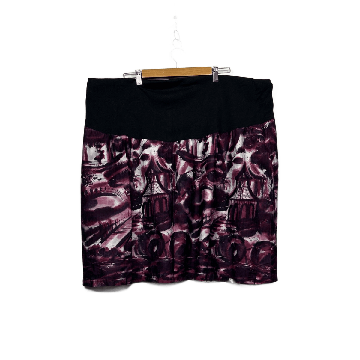Melynda Made Purple Black Handmade Mini Skirt - Size 14/16