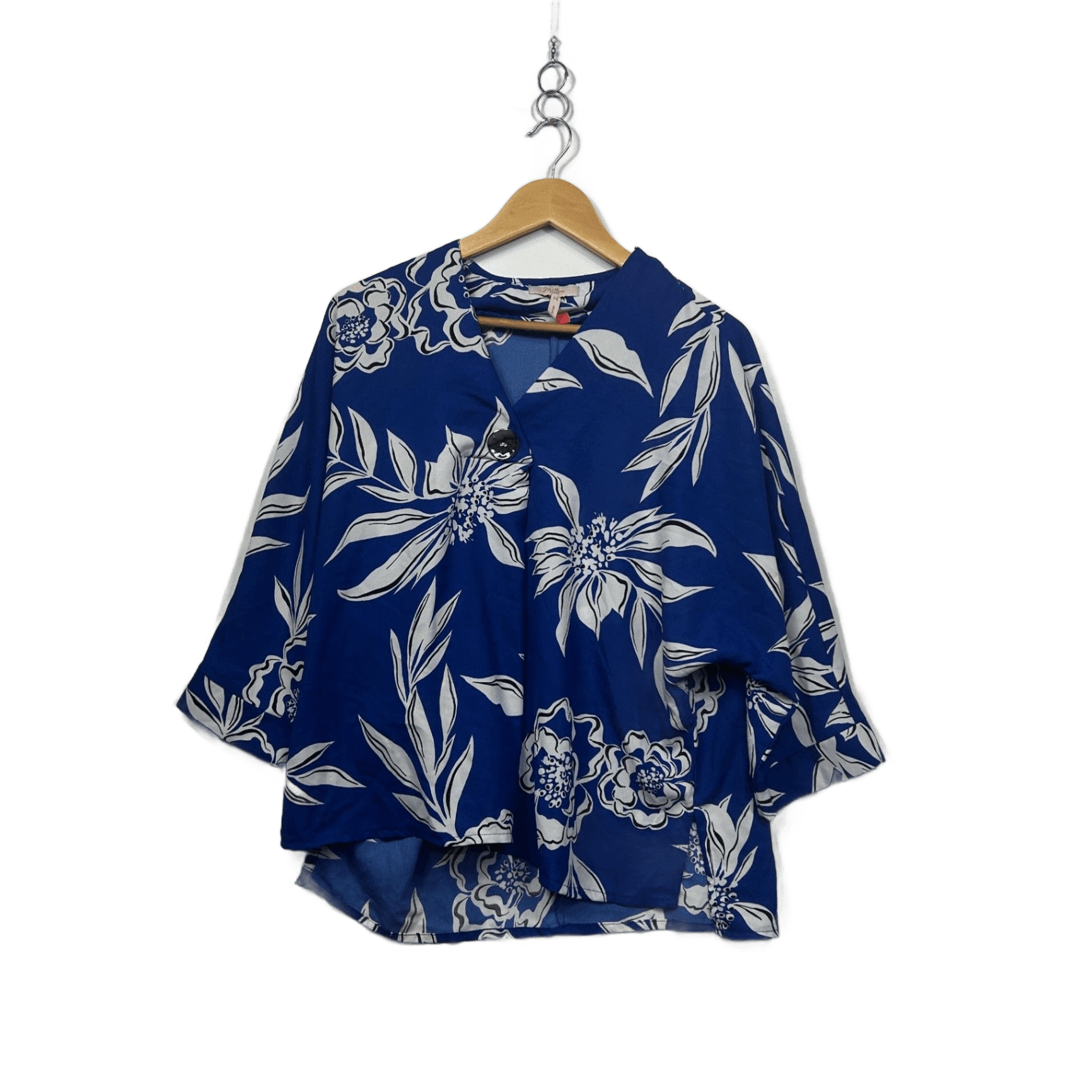 Miller Blue Floral Leaf 3/4 Sleeve Top - Size 14