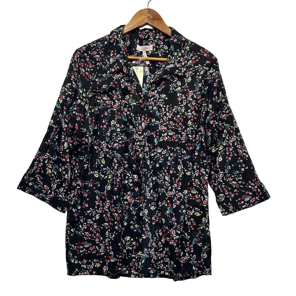 Millers Black Cotton Floral Top - Size 18