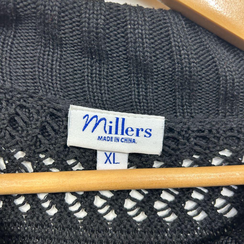 Millers Black Crochet Knit Sheer Jumper - Size XL