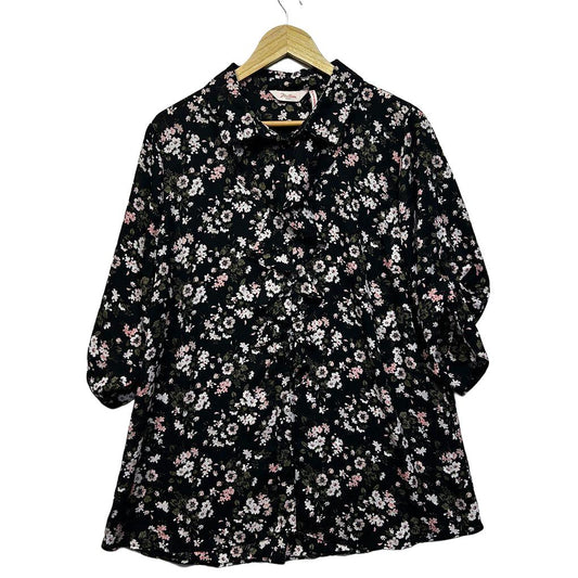 Millers Black Floral Plus Size Shirt - Size 18