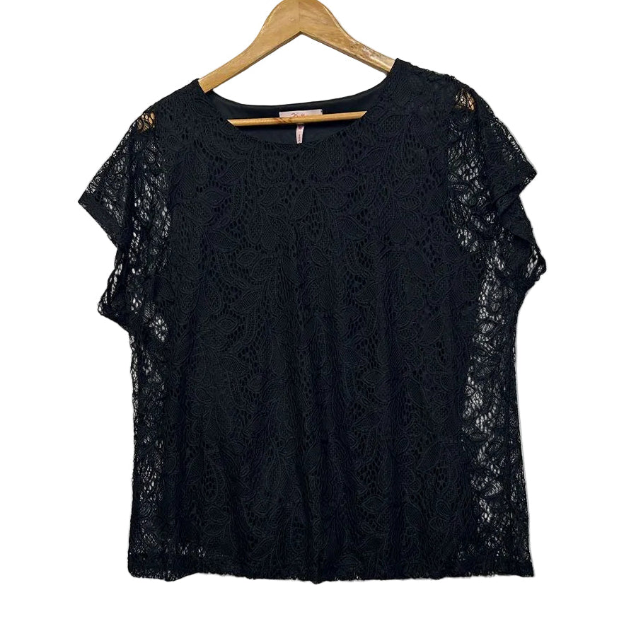 Millers Black Lace Overlay Top - Size 16