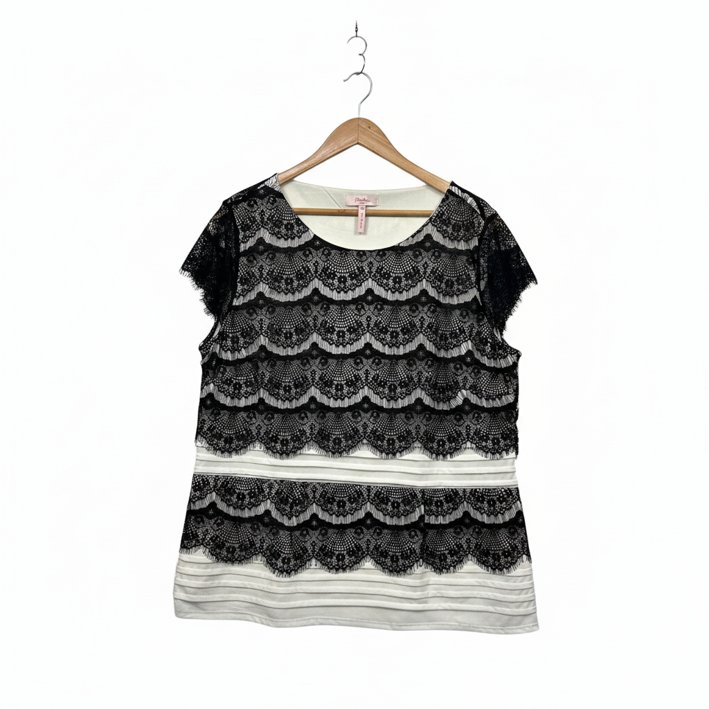 Millers Black Plus Size Lace Overlay Top - Size 20