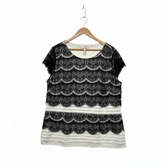 Millers Black Plus Size Lace Overlay Top - Size 20