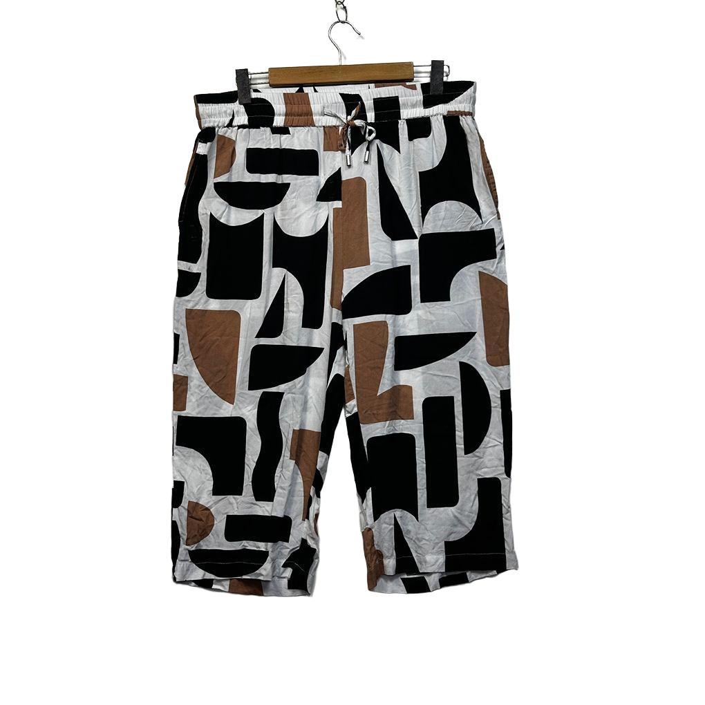 Millers Black Tan White Cropped Print Pants - Size 16