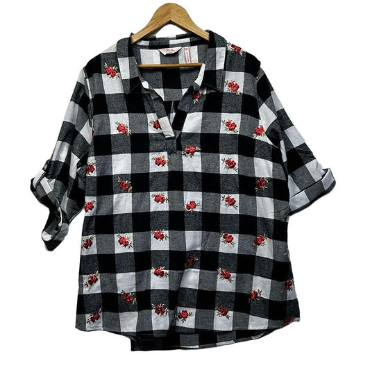 Millers Black & White Check Plus Size Cotton Top - Size 22