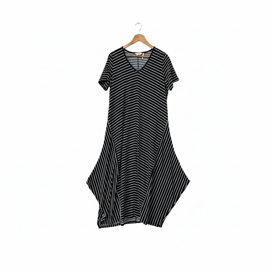 Millers Black White Striped Asymmetric Dress - Size 14