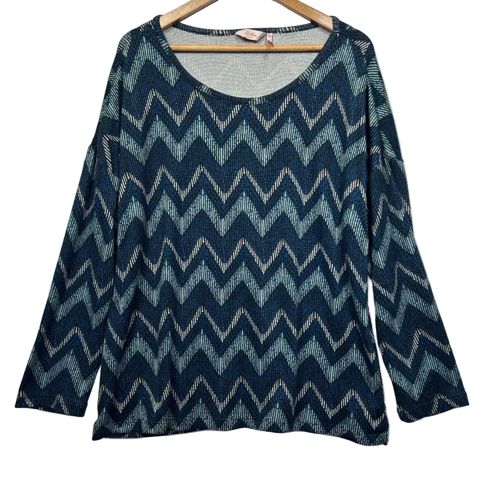 Millers Blue Chevron Long Sleeve Top - Size 20