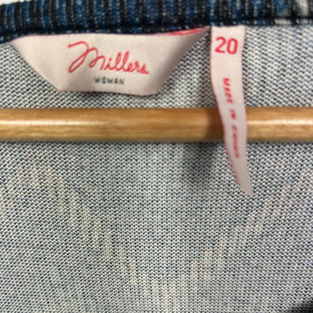 Millers Blue Chevron Long Sleeve Top - Size 20