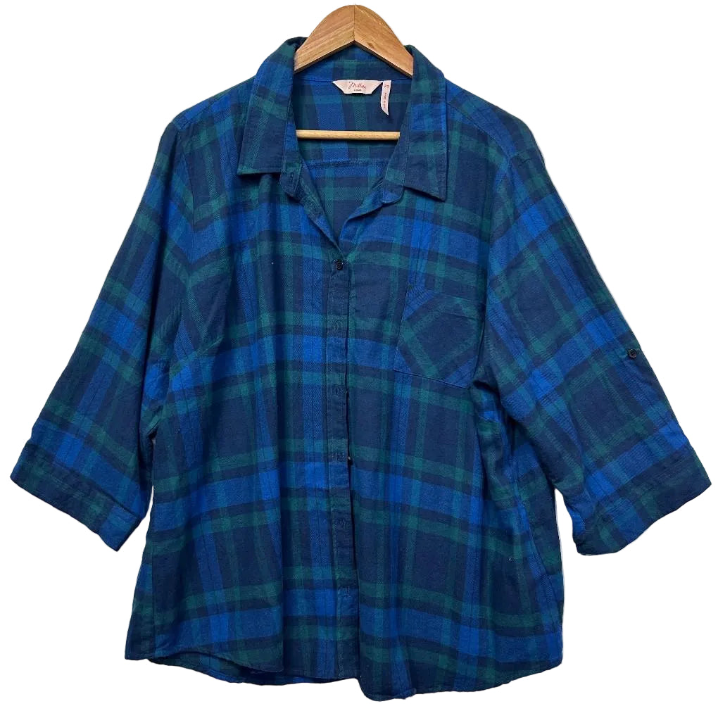 Millers Blue Cotton Flannel Shirt - Size 22