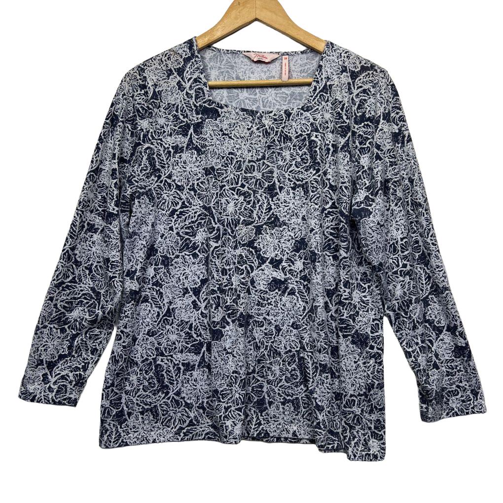 Millers Blue Cotton Print Top - Size 18