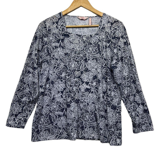 Millers Blue Cotton Print Top - Size 18