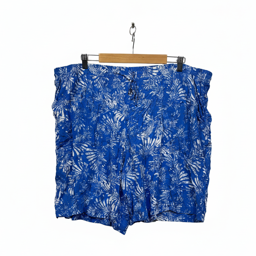 Millers Blue Floral Print Viscose Shorts - Size 22