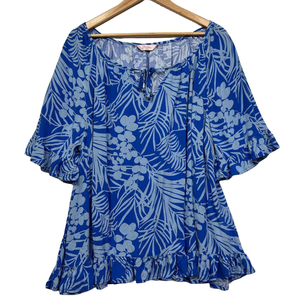 Millers Blue Palm Print Top - Size 18