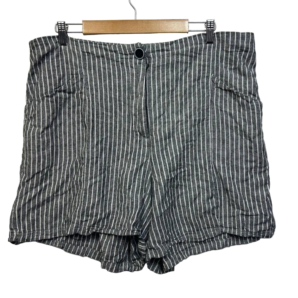 Millers Grey Striped Linen Shorts - Size 20