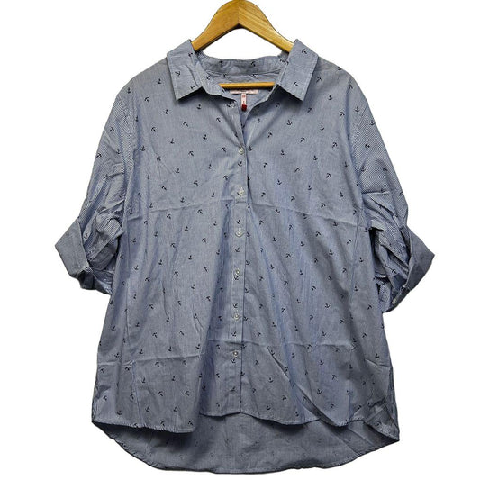 Millers Blue Striped Cotton Shirt - Size 22