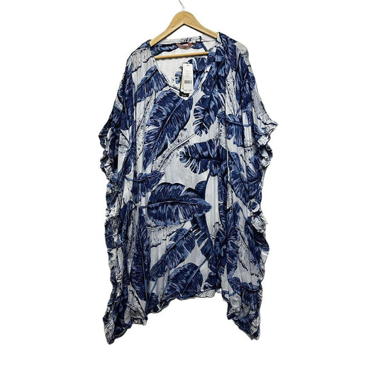 Millers Blue and White Palm Print Top - Size 20