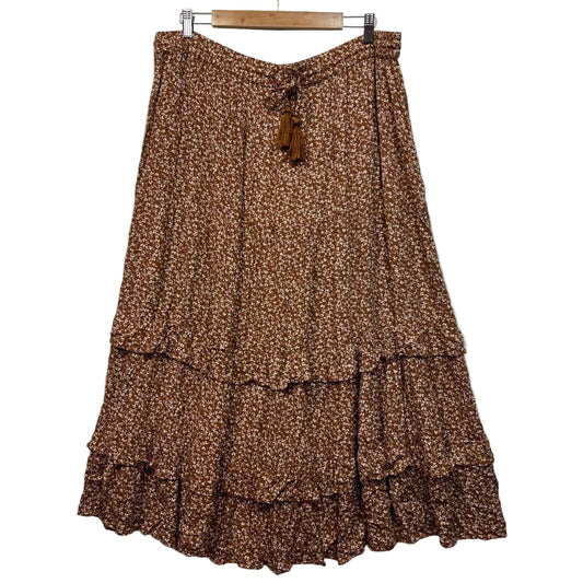 Millers Brown Floral Tiered Maxi Skirt - Size 2XL