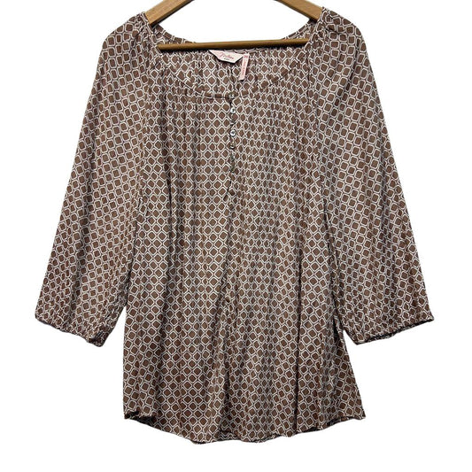 Millers Brown and White Print Top - Size 20