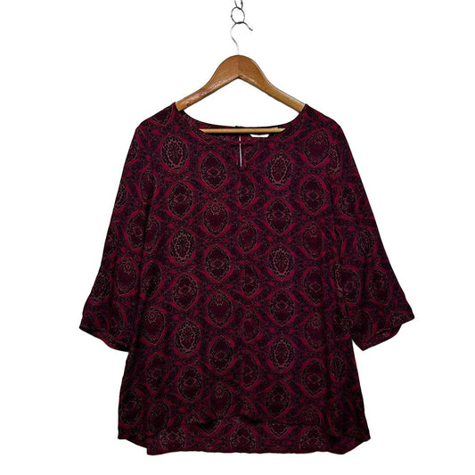 Millers Burgundy Plus Size Paisley Top - Size 18