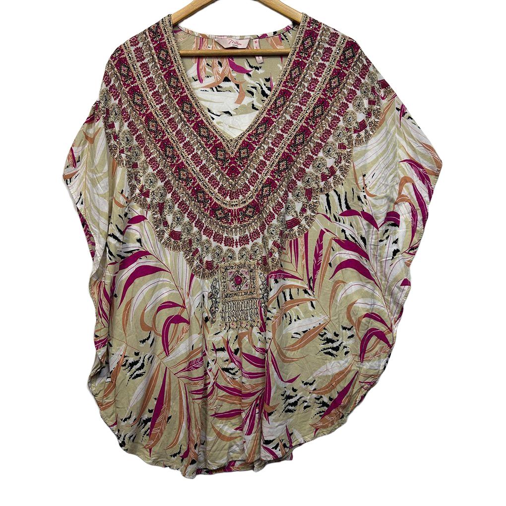 Millers Cream and Pink Print Top - Size 16