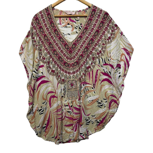 Millers Cream and Pink Print Top - Size 16