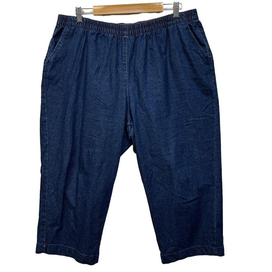 Millers Dark Blue Denim Cotton Cropped Pants - Size 20
