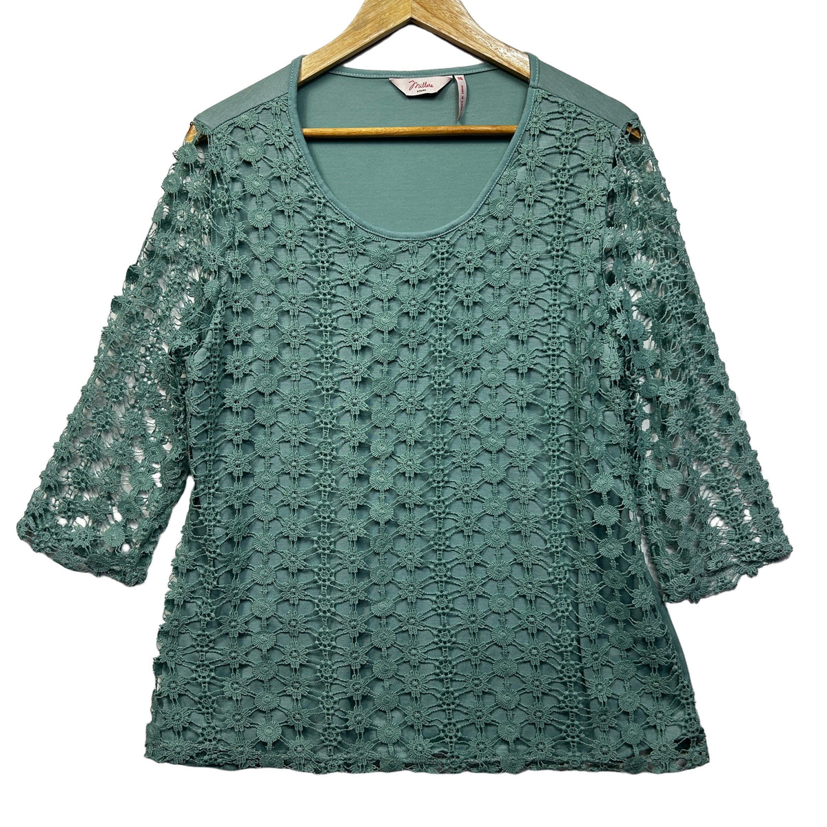 Millers Green Lace Sleeve Top - Size 16