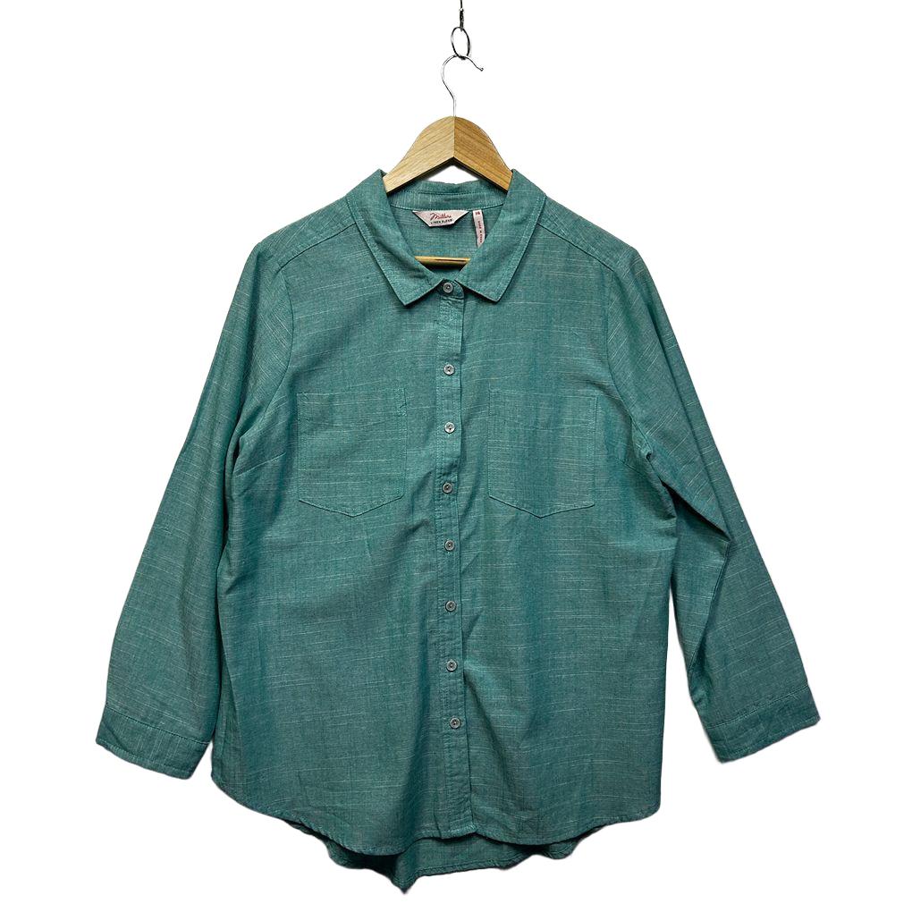 Millers Green Linen Shirt - Size 14