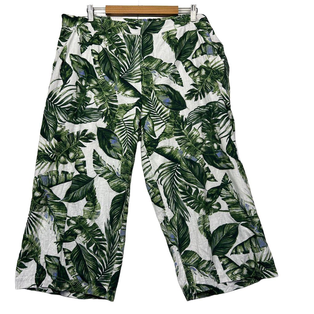 Millers Green Palm Print Cotton Pants - Size 18/20?