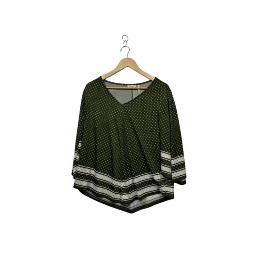 Millers Green Three Quarter Sleeve Top Size 14