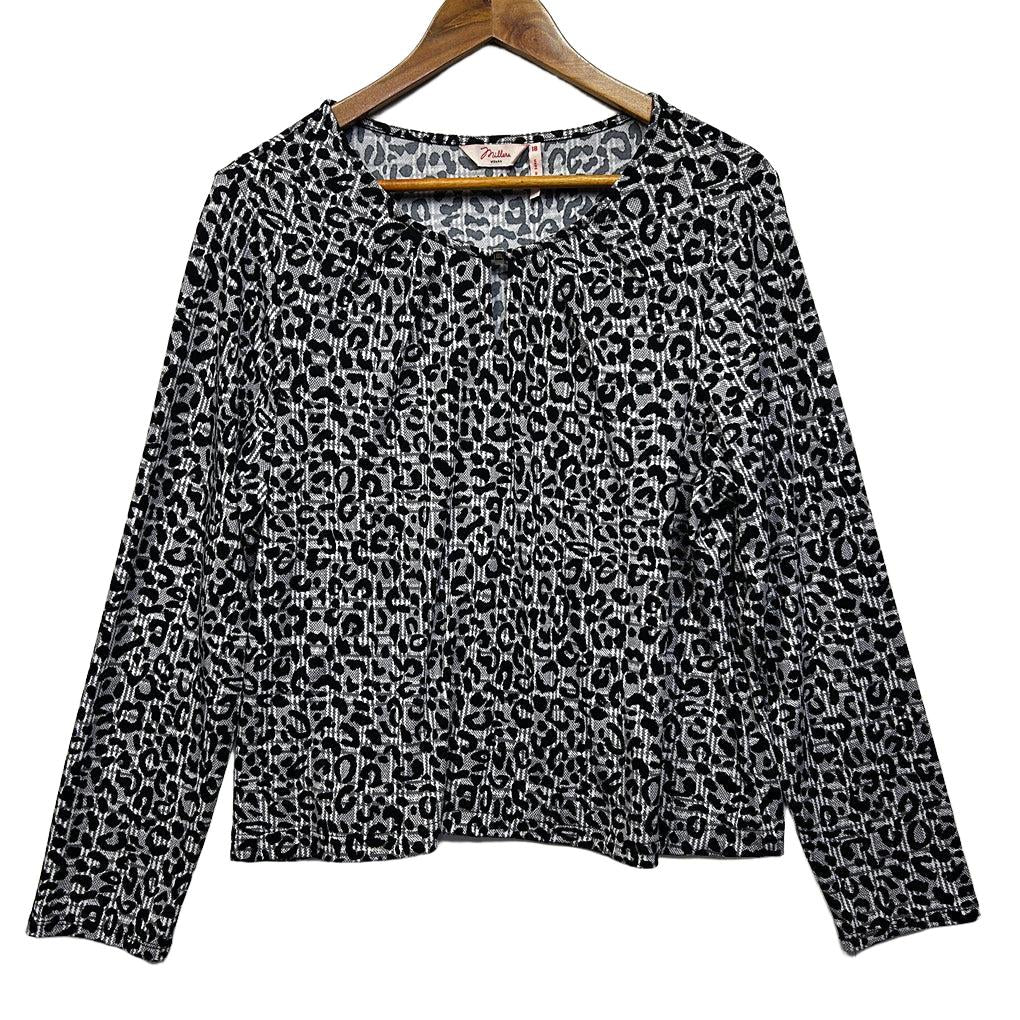 Millers Grey Leopard Print Top - Size 18