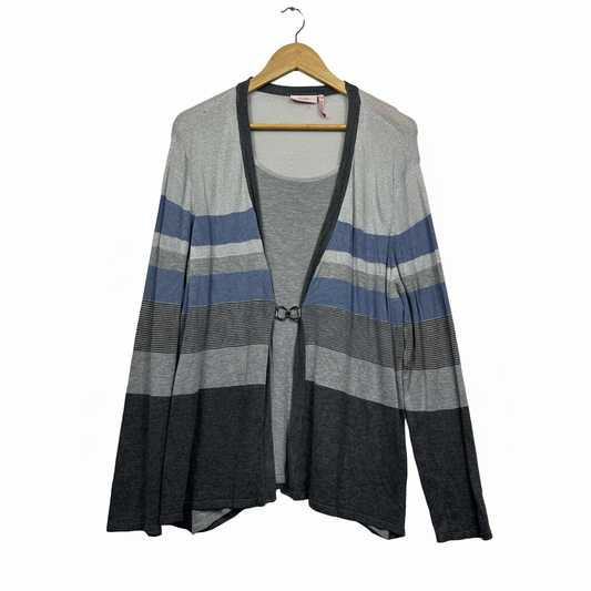 Millers Grey Stripe Cardigan Set - Size XXL