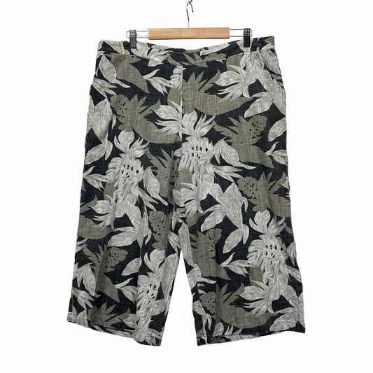 Millers Multicoloured Leaf Print Cropped Pants - Size 18