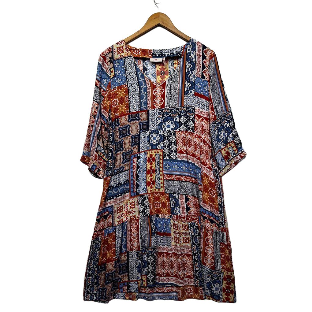 Millers Multicoloured Patchwork Dress - Size 14