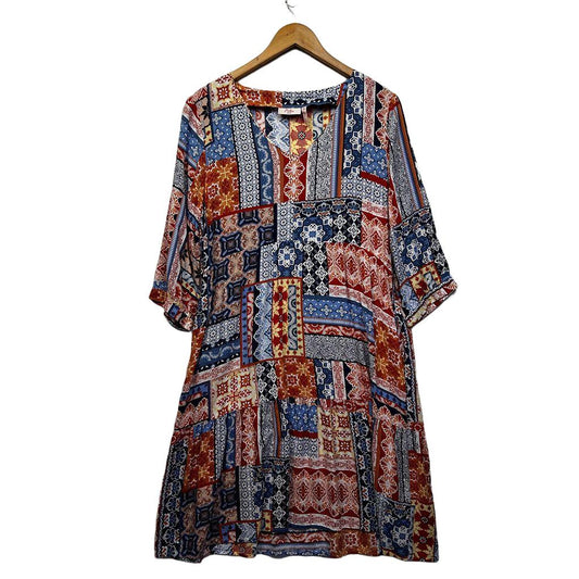 Millers Multicoloured Patchwork Dress - Size 14
