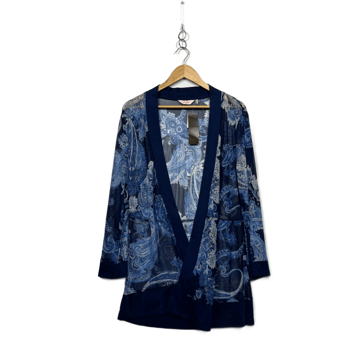 Millers Navy Blue Paisley Print Open Front Kimono Jacket - Size 16