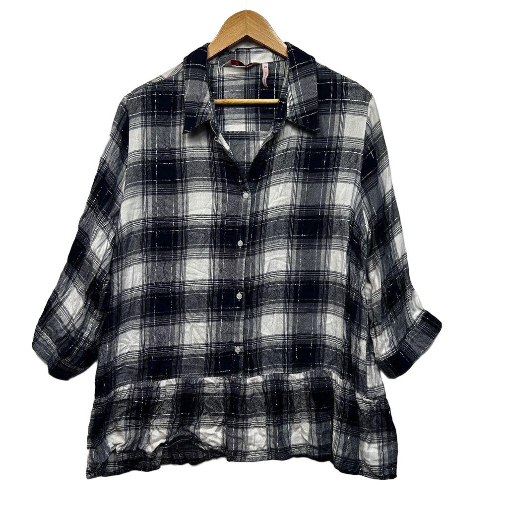 Millers Navy Check Plus Size Cotton Shirt - Size 20