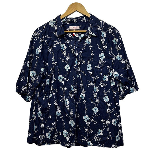 Millers Navy Floral Plus Size Cotton Shirt - Size 22