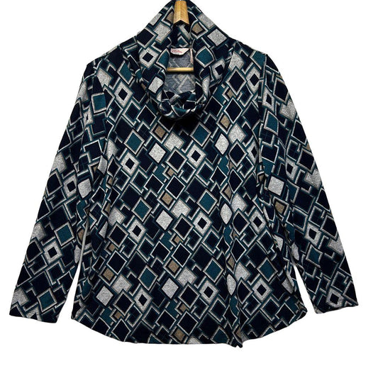 Millers Navy Geometric Top - Size 16