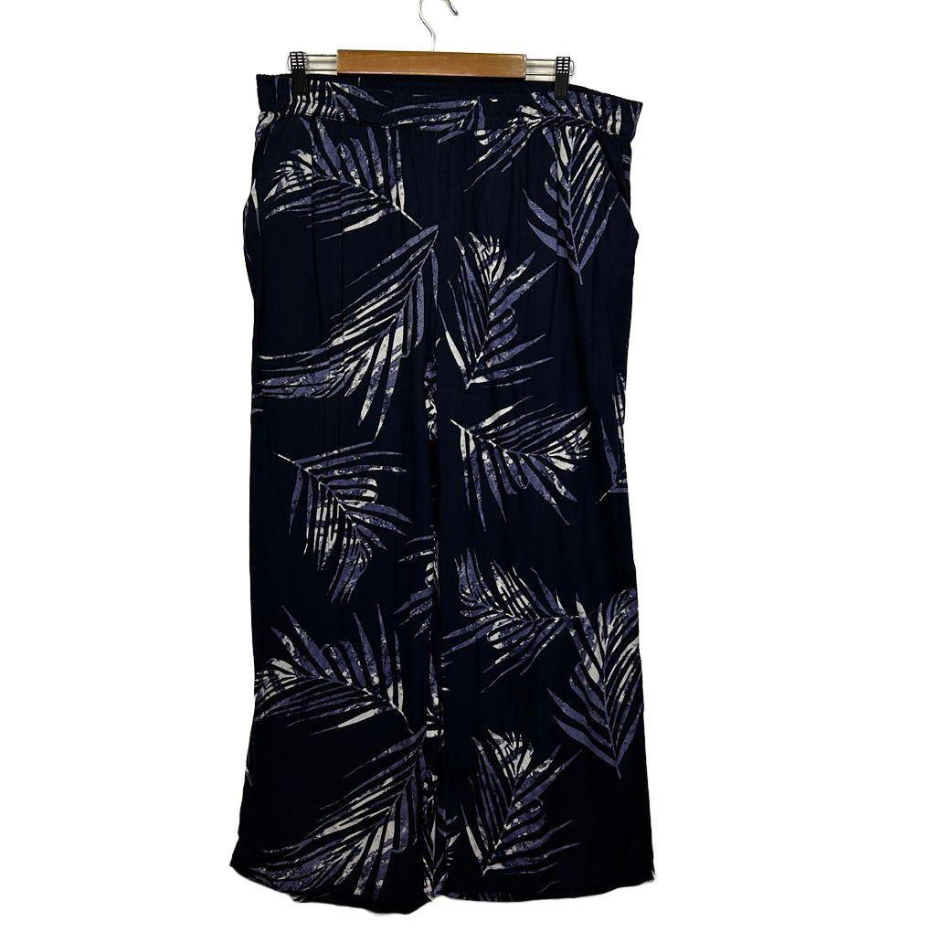 Millers Navy Leaf Print Pants - Size 16