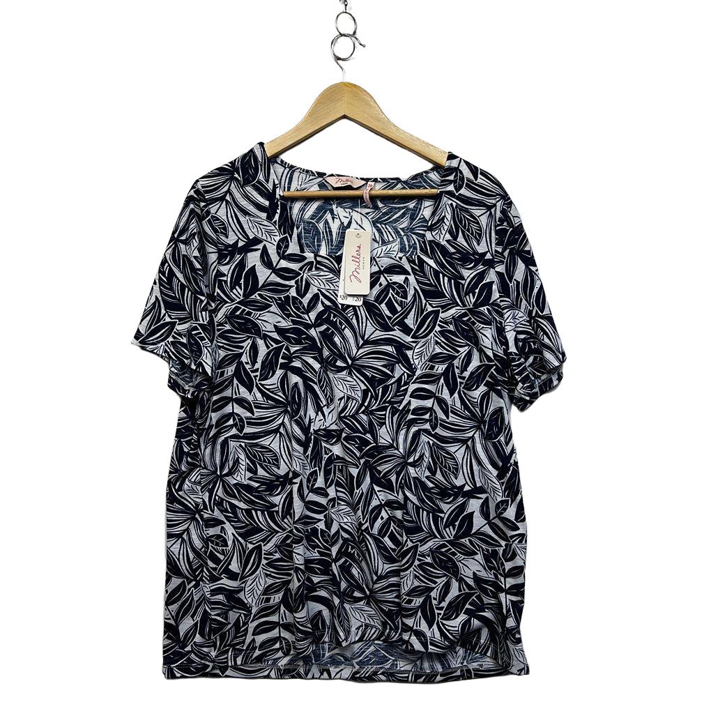 Millers Navy Plus Size Leaf Print Top - Size 20