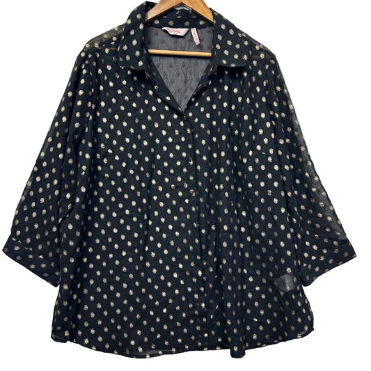 Millers Navy Polka Dot Shirt - Size 20