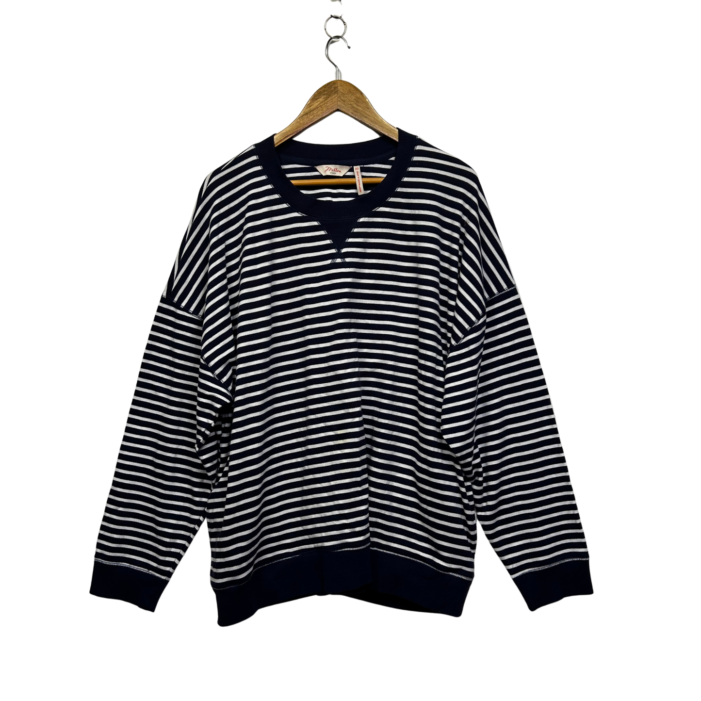 Millers Navy Striped Cotton Top - Size 22